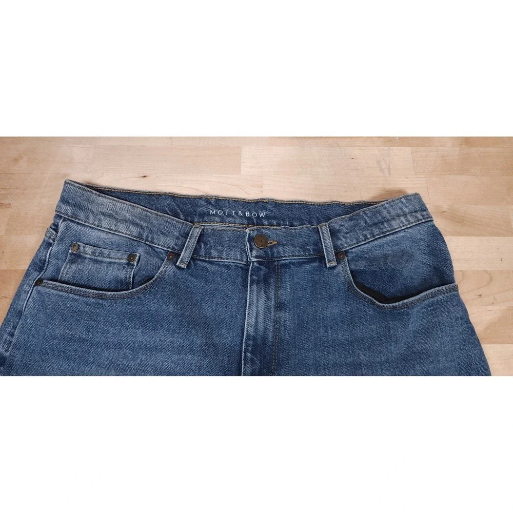 Mott & Bow Mens Med Wash Denim Jeans Straight Leg Mid Rise 5-Pocket 36x34
